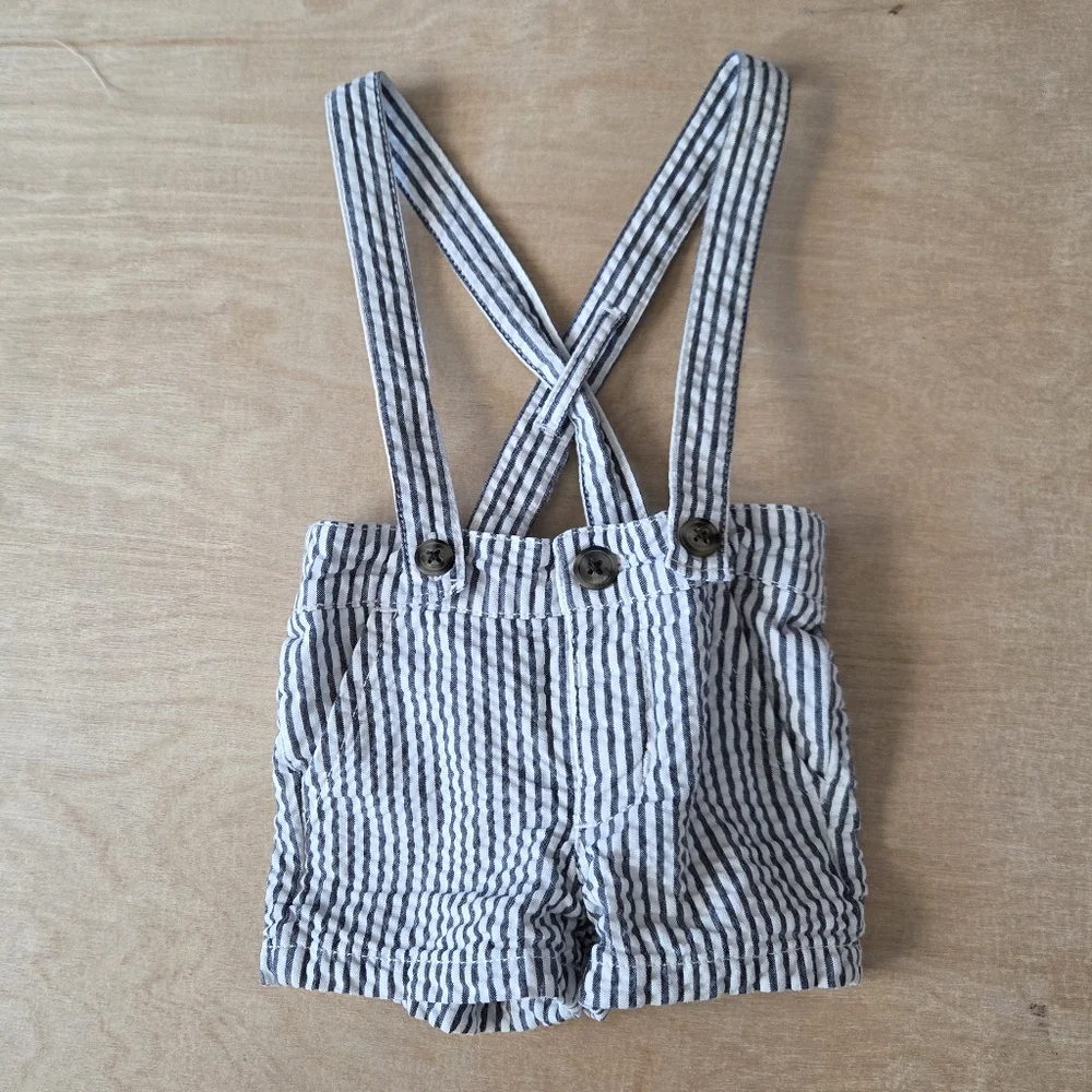 Gymboree Dressed Up Baby Boys Overall Seersucker Shorts
